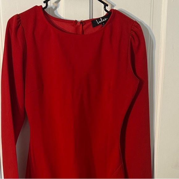 Lulus Dresses & Skirts - Lulu's Vibrant Red Long Sleeve Dress
